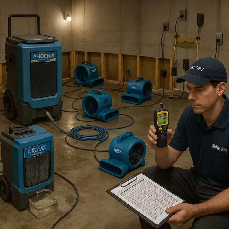 Structural Drying and Dehumidification process in Charter Oak, CA
